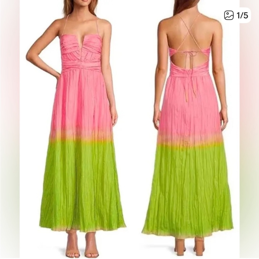 ANTONIO MELANI Seraphina Pink to Lime Ombre Maxi Dress